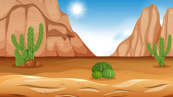 Una Escena Del Desierto Ilustración Del Día — Vector de stock