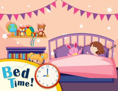 Bir kız yatak odası resimde uyuyor