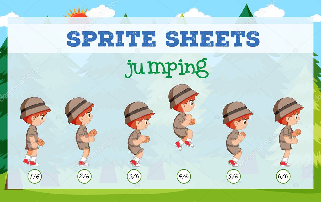 Sprite sheet jumping template illustration