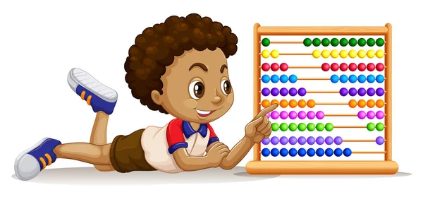 Boy Abacus Illustration — Stock Vector