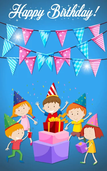 Lycklig Födelsedag Barn Kort Illustration — Stock vektor
