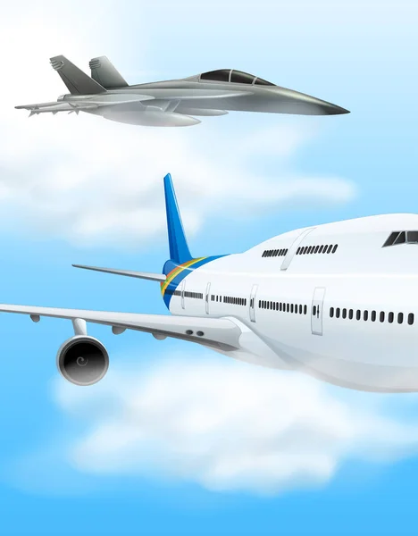 Aeronaves Comerciais Caça Jet Ilustração — Vetor de Stock