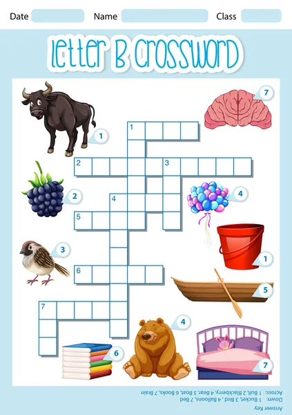 Crossword Letra Plantilla Juego Ilustración — Vector de stock