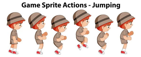 Juego Sprite Acciones Salto Ilustración — Archivo Imágenes Vectoriales