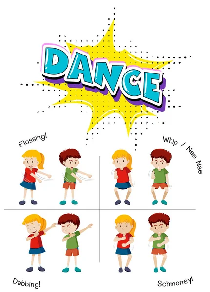 Eine Reihe Von Teenager Tanz Illustrationen — Stockvektor