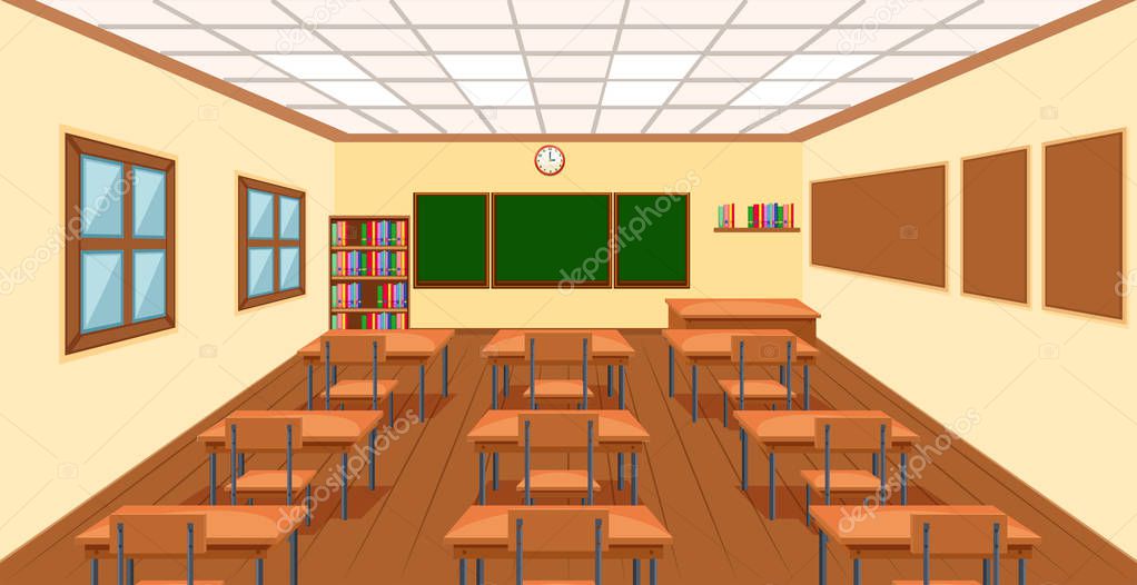 Modern empthy classroom background illustration