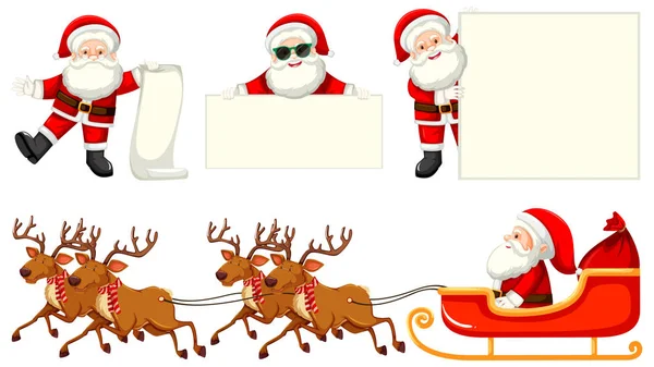 Conjunto Santas Ilustração Renas — Vetor de Stock