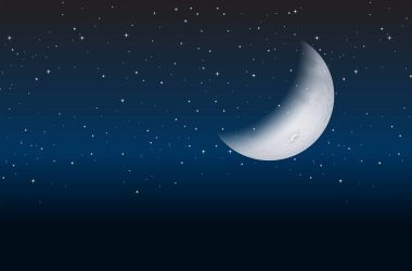 Half moon üzerinde gökyüzü illüstrasyon