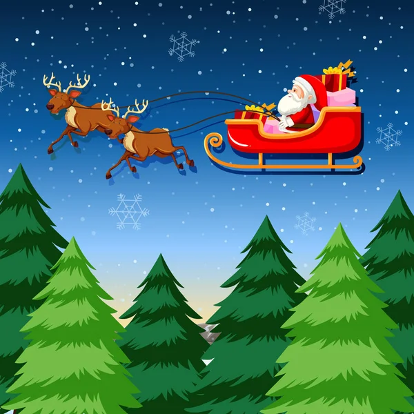 Babbo Natale Cavallo Slitta Illustrazione — Vettoriale Stock