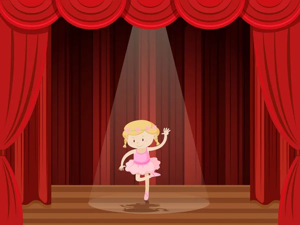 Una Chica Interpreta Ballet Escenario Ilustración — Vector de stock