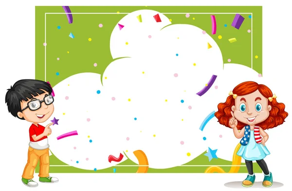Eine Cloud Party Kartenvorlage Mit Illustration Für Kinder — Stockvektor