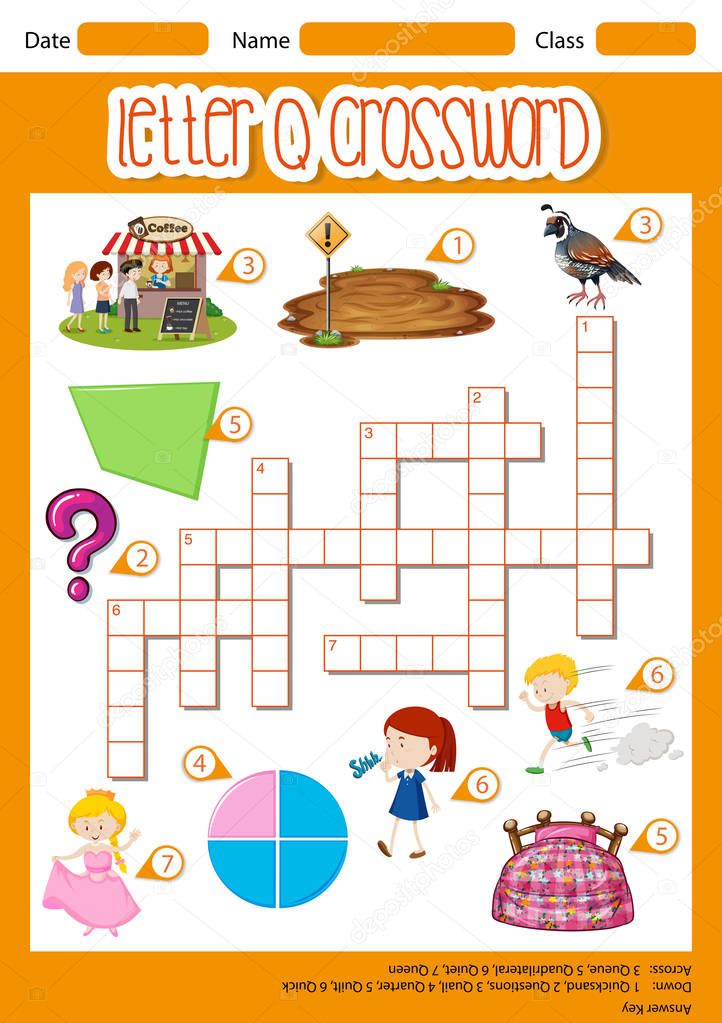 Letter Q crossword template illustration