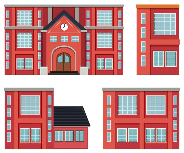 Conjunto Ilustración Concepto Edificio Rojo — Vector de stock