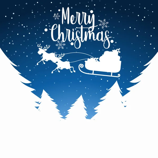 Frohe Weihnachten Schlitten Silhoutte Illustration — Stockvektor