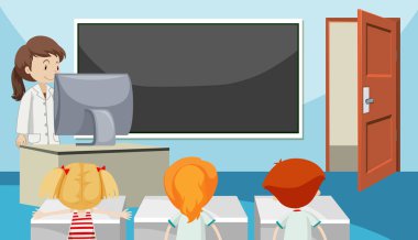 Öğrenciler sınıf oda çizimde