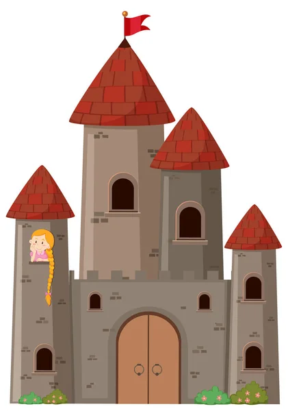 Большой Замок Иллюстрацией Принцессы — стоковый вектор