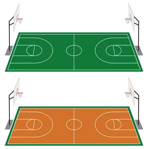 Ensemble Deux Terrains Basket Illustration — Image vectorielle