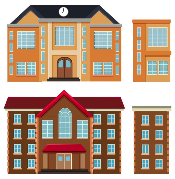 Conjunto Diferentes Edificios Ilustración — Vector de stock