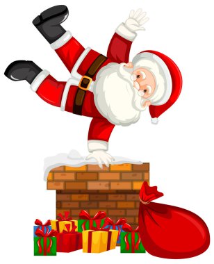 Noel Baba bacadan sahne illüstrasyon