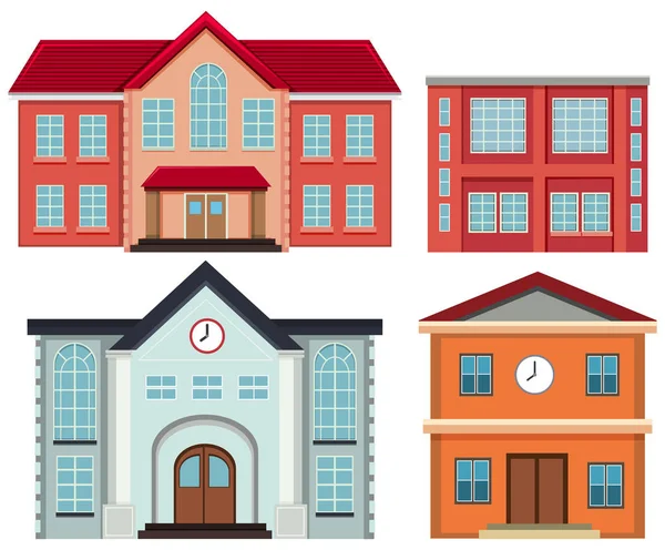 Conjunto Edificios Exteriores Ilustración — Vector de stock