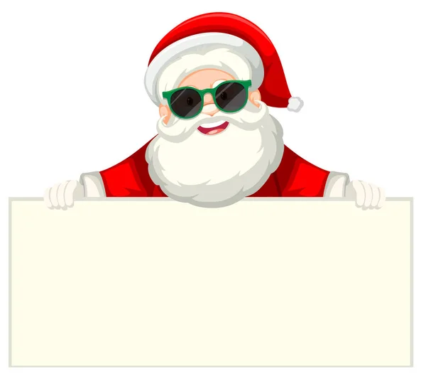 Santa Sunglasses Holding Piece Paper Illustration — Stock Vector