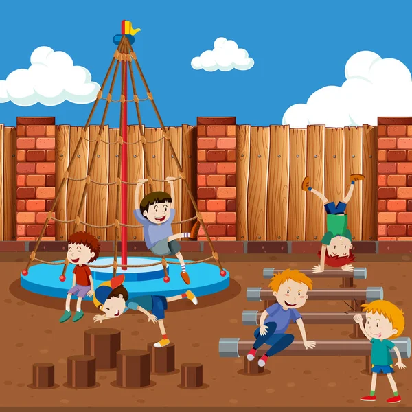 Boys playing on playground illustration