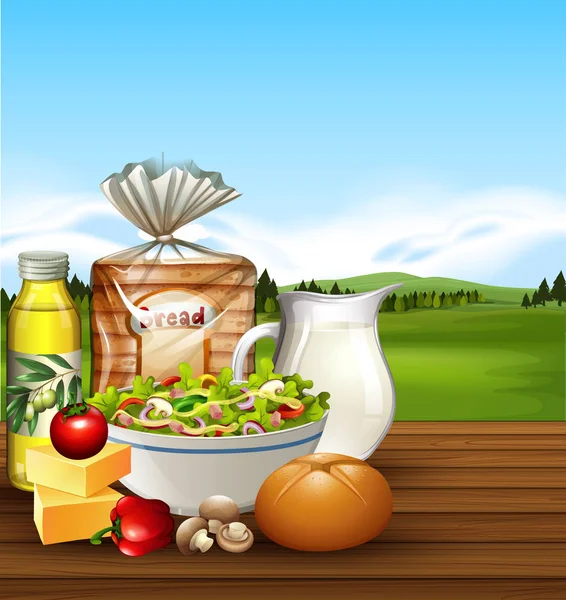 Set of food scene illustration