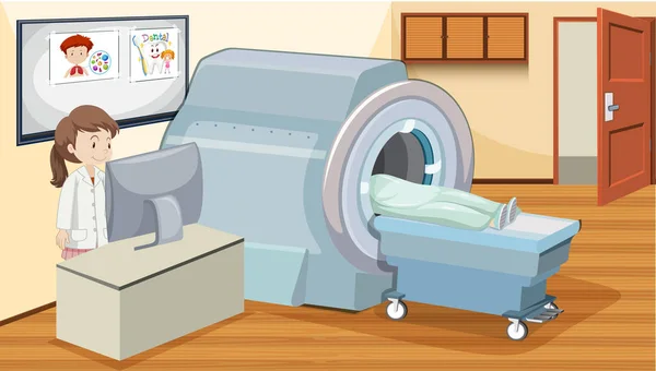 Ressonância Magnética Ilustração Hospitalar — Vetor de Stock