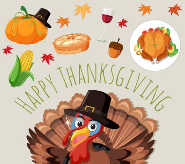 Şükran günü yemeği resimde kümesi