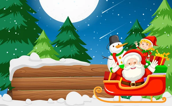 Санта Клаус Дерев Яною Ілюстрацією Банера — стоковий вектор