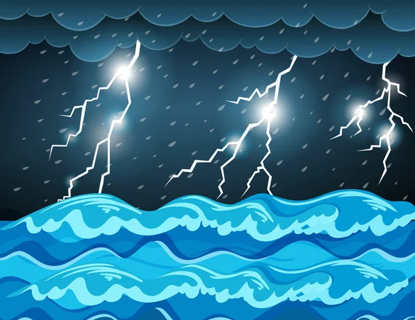 Orage Mer Illustration — Image vectorielle