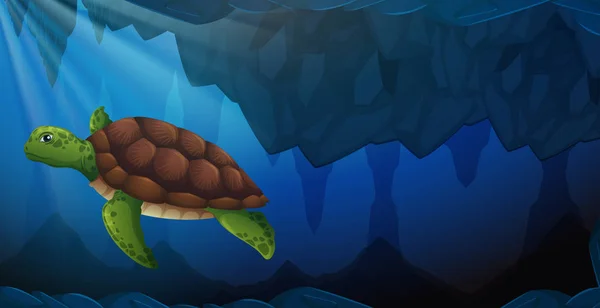 Uma Tartaruga Marinha Verde Ilustração Subaquática —  Vetores de Stock