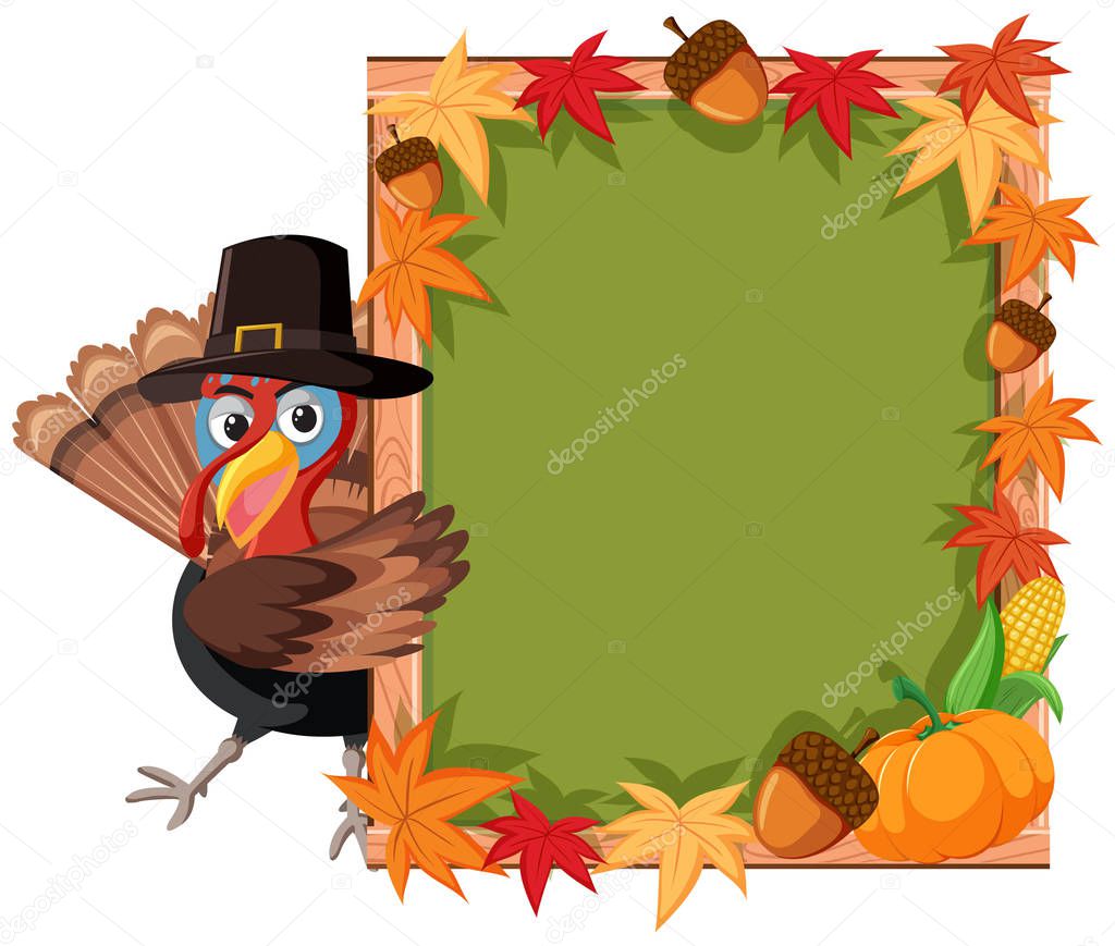 Turkey thanskgiving theme border illustration