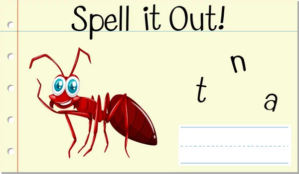 Spell Engels Woord Ant Illustratie — Stockvector