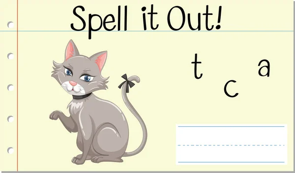 Spell English Word Cat Illustration — Stock Vector