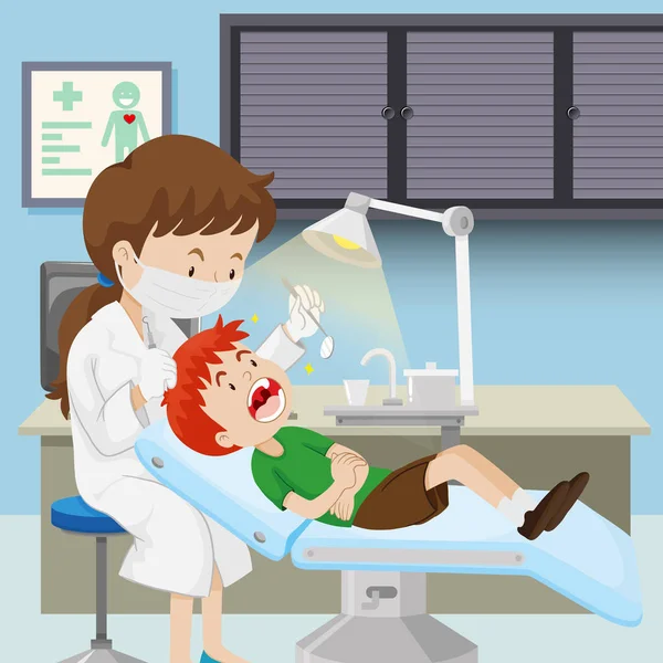 Niño Clínica Dental Ilustración — Vector de stock