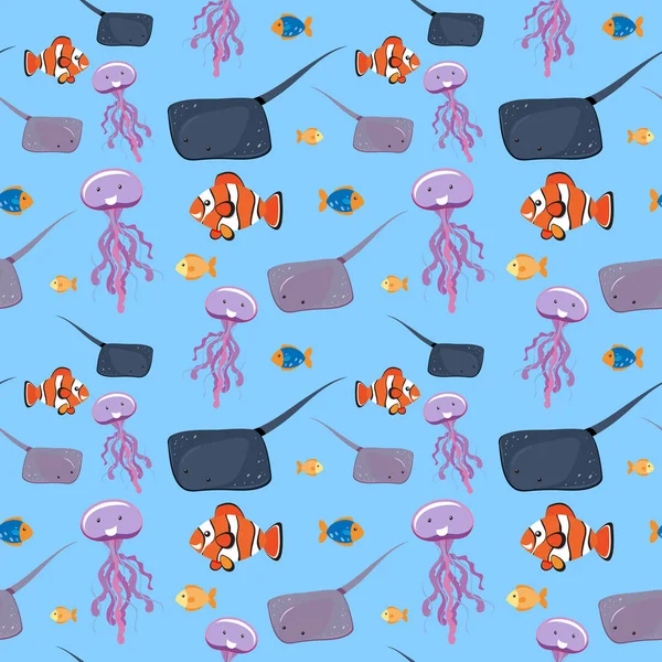 Deniz suyu balık Dikişsiz desen illüstrasyon