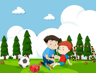 Futbol illüstrasyon yaralı çocuk