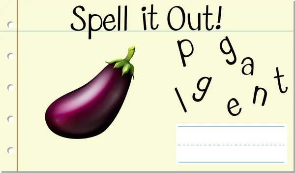 Spell English Word Eggplant Illustration — Stock Vector