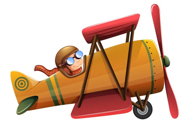 Man Ride Classic Aircraft Illustration — Stock Vector