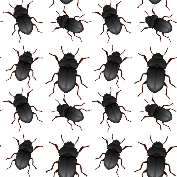 Illustration Motif Sans Couture Bug Scarabée — Image vectorielle