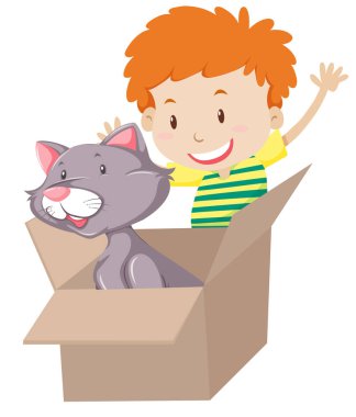 Kutusu illüstrasyon kedi ile Çocuk oyun