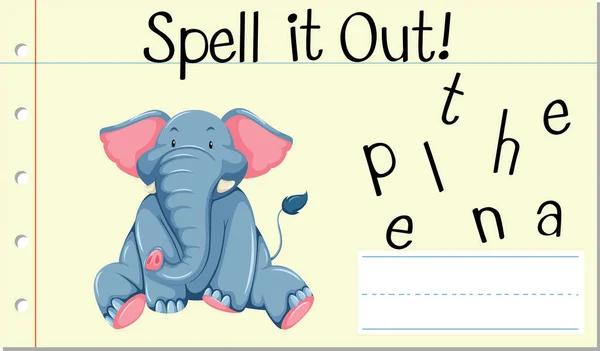 Deletrear Palabra Inglesa Elefante Ilustración — Vector de stock