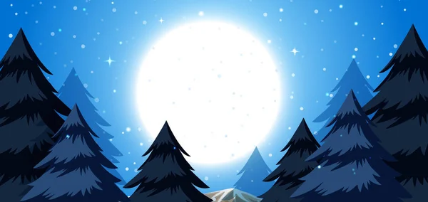 Inverno Notte Sfondo Illustrazione — Vettoriale Stock
