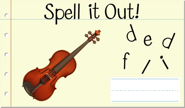 Deletrear Palabra Inglesa Fiddling Illustration — Archivo Imágenes Vectoriales