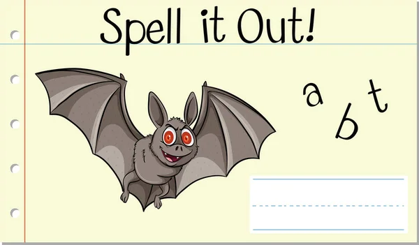 Spell Out Bat Illustration — Stock Vector