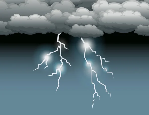 Σκηνή Καταιγίδα Αστραπές Εικονογράφηση — Διανυσματικό Αρχείο