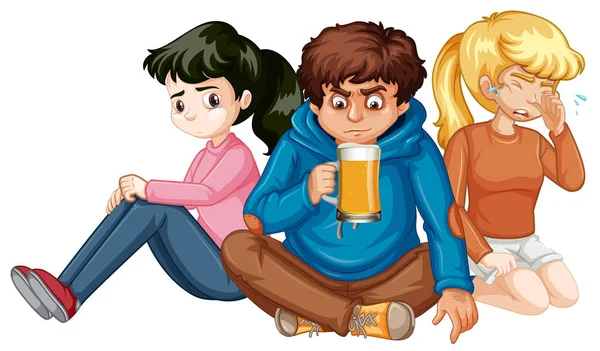 Grupo Adolescentes Fundo Branco Ilustração —  Vetores de Stock