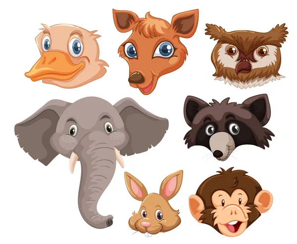 Set of wild animals head illustration