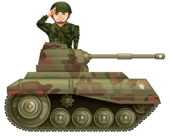 Soldier Tank Illustration — Stock Vector